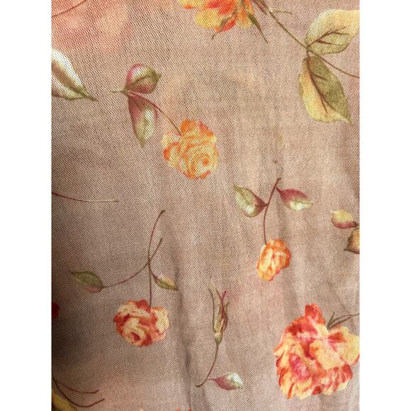 Vintage Sweet Pea Top Medium Mesh Y2K Floral Leaves Tan Fall Tan - Picture 5 of 5